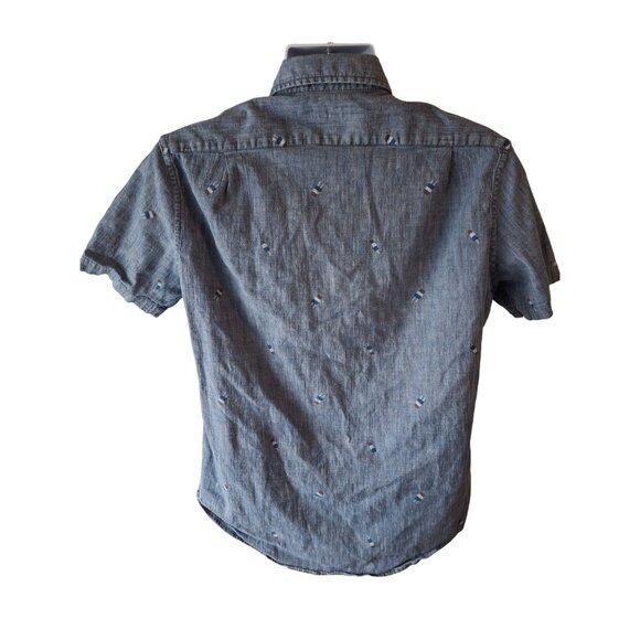 Sonoma Chambray Popsicle Shirt M Blue Button Down Short Sleeve Novelty Preppy - Picture 2 of 7